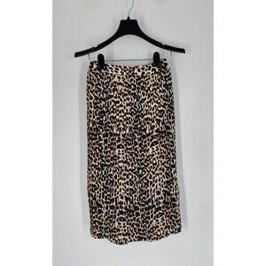 Express Women’s Size 00 Leopard Print Pleated Skirt Midi Length